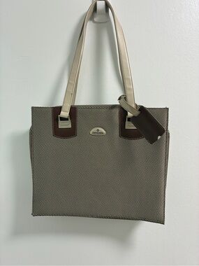 Samsonite Taupe Tote with Brown Accents and Cream Straps